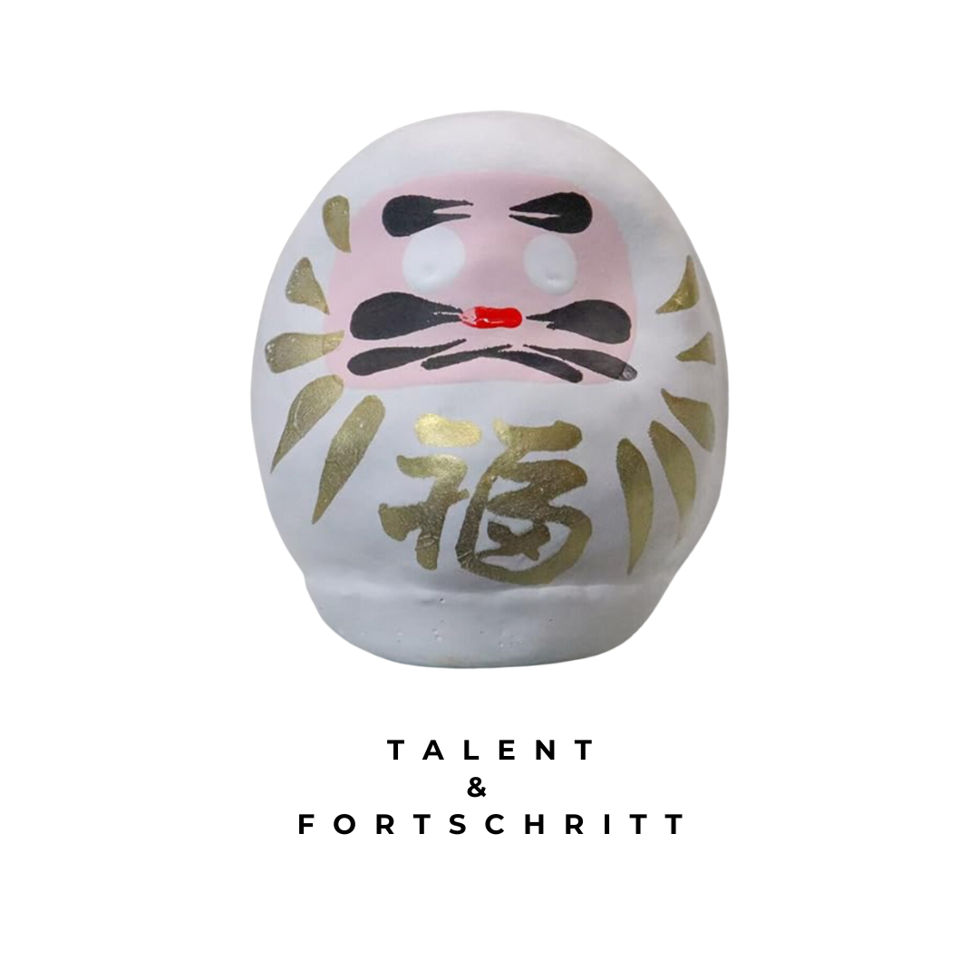 Daruma weiß, zeigt ein Bild von vorne. Diese Doll representiert die Japanische Zen Tradition. Kaufen über Zen-wisches. 